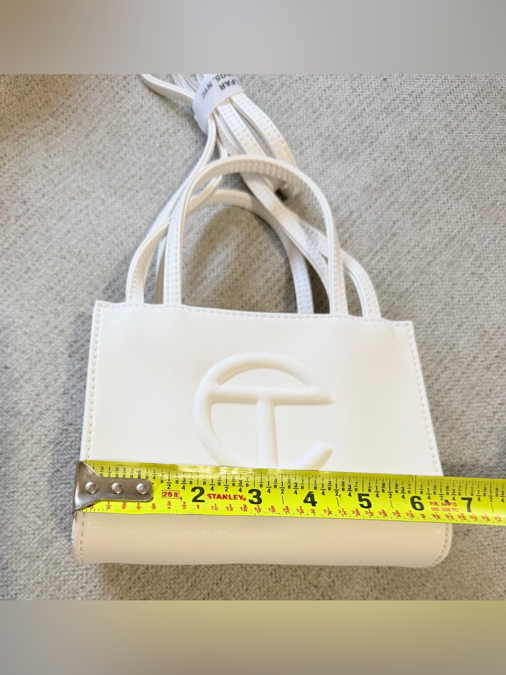 Telfar small Shopping Bag in White with Embossed Logo - Picture 3 of 6